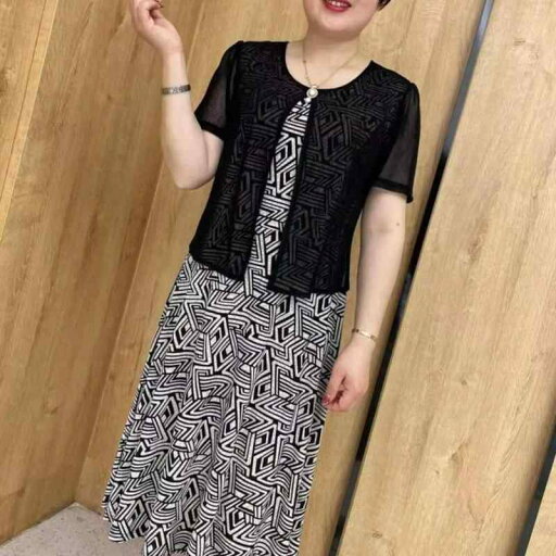 ワンピース レディース フェイクツーピース ドレス 夏 ママ ミセス向け 大きいサイズ 体型カバー 着痩せ 小花柄 Aライン シフォン ポリエステル 高級感 上品 ワンピース レディース フェイクツーピース ドレス 夏 ママ ミセス向け 大きいサイズ 体型カバー 着痩せ 小花柄 Aライン シフォン ポリエステル 高級感 上品