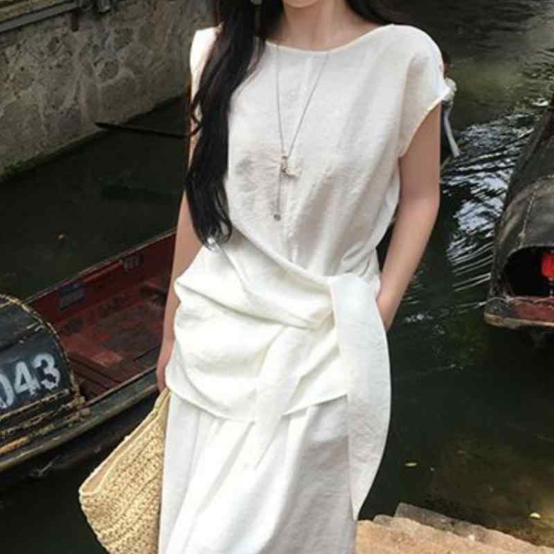 ツーピース セットアップ レディース 韓国風 無地 ワンショルダー タンクトップ ノースリーブ トップス ロング丈 マキシ丈 フレア ポリエステル素材 普段使い リゾート カジュアル フェミニン 春夏