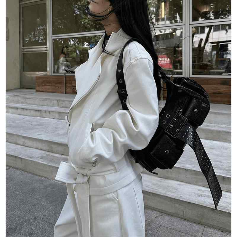 ジャケット レディース ライダースジャケット ショート丈 低身長向け ゆったりシルエット 襟付き アメ..