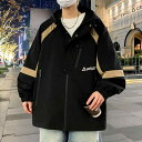 ジャケット メンズ フード付き ゆったり ルーズフィット 切り替えデザイン アメリカンワークスタイル カジュアル ブルゾン アウター ストリート 春秋 通学 タウンユース