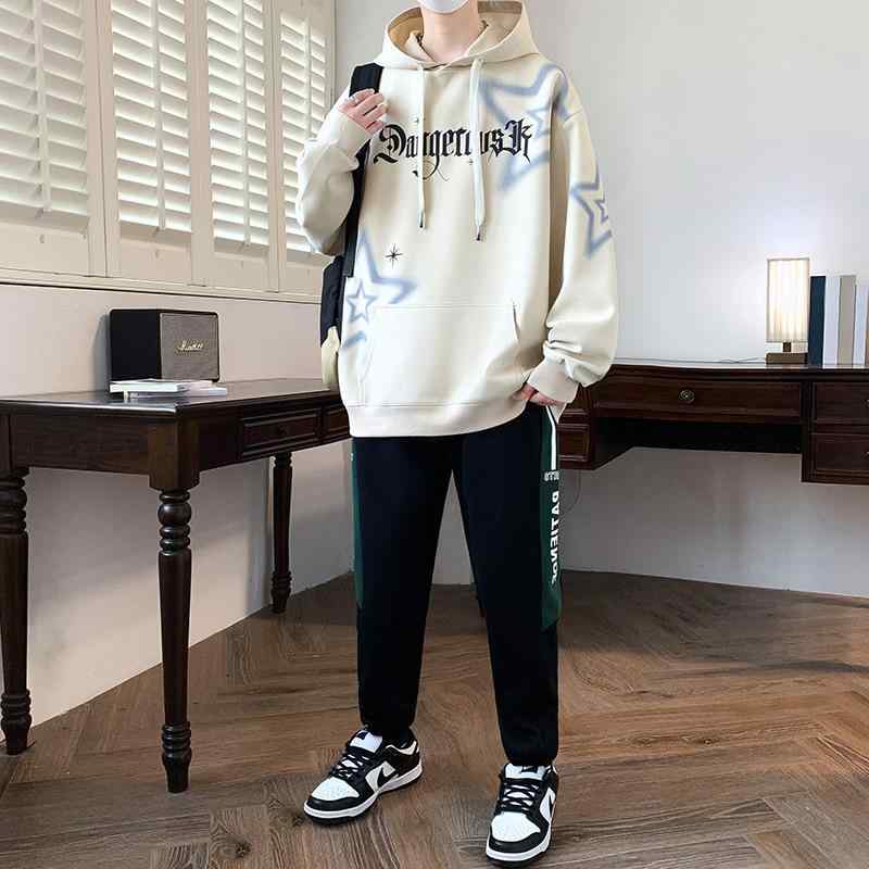 セットアップ ジュニア 男の子 春秋 ゆったり パーカー スウェット 綿混 フード付き 長袖 長ズボン カジュアル スポーツ 学生 通学 普段使い