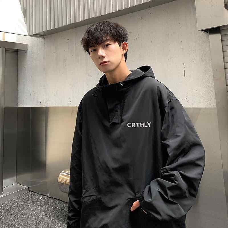 ジャケット メンズ ヒップホップ ストリート アメカジ アウター 春秋 フード付き ウィンドブレーカー ビッグシルエット UVカット 綿 コットン カジュアル ブルゾン 個性的