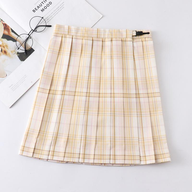 Nylon, Rayon, Polyester - 半身スカート JK制服 学生 スクール プリーツスカート ミニ丈 ハイウエスト チェック柄 ポリエステル 綿混 型崩れしにくい スクール風 ガーリー
