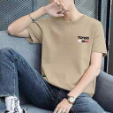 Tシャツ 男性用 半袖 クルーネック 丸首 薄手 スリムフィット 速乾 通気性 ポリエステル 再生繊維 春夏 カジュアル 普段使い 大きいサイズ ロゴ プリント 幾何学模様