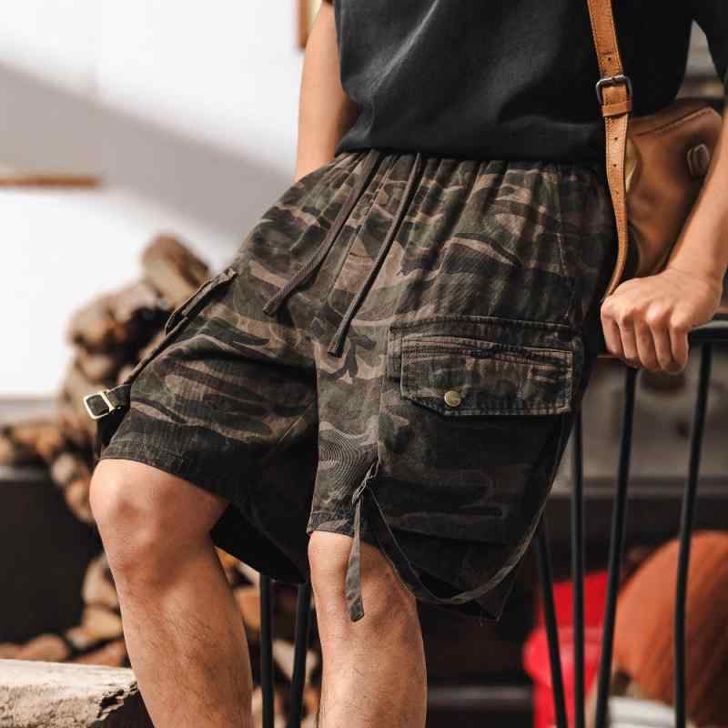 ショートパンツ メンズ アメカジ 迷彩柄 カーゴパンツ コットン ゆったり ルーズフィット ストレート ハーフパンツ ミリタリー 多ポケット 普段使い カジュアル 春夏 カーキ