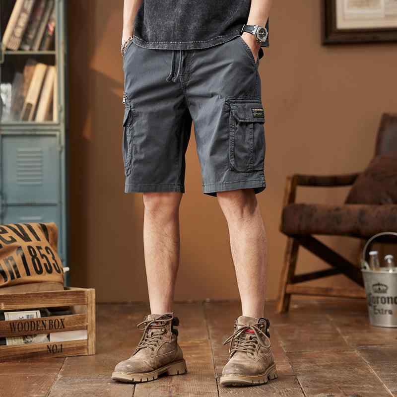 Cotton Pants - カーゴショートパンツ メンズ アメリカン ワーク レトロ ゆったり ルーズ 薄手 軽量 五分丈 ハーフ丈 多ポケット カーゴポケット 綿 コットン 吸湿速乾 イージーケア 防シワ 春夏 カジュアル 普段使い