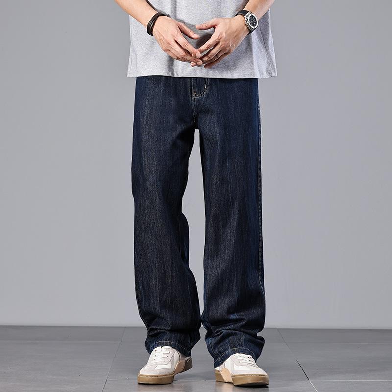 デニムパンツ メンズ アメリカンヴィンテージ風 レトロ ルーズフィット ストレート タイダイ染め ウォッシュ加工 高級感 コットン ブルー 春秋 ジーンズ ボトムス カジュアル 普段使い