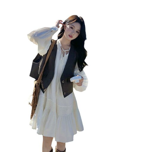 セットアップ レディース ベスト ワンピース フレンチ レトロ スウィート 2点セット ショート丈 プリーツ おしゃれ 若見え ブラウン オフホワイト ポリエステル 普段使い 春夏 セットアップ レディース ベスト ワンピース フレンチ レトロ スウィート 2点セット ショート丈 プリーツ おしゃれ 若見え ブラウン オフホワイト ポリエステル 普段使い 春夏