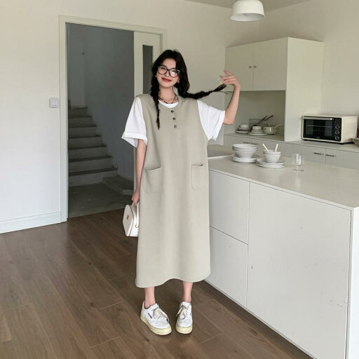 セットアップ レディース 半袖 Tシャツ ジャンパースカート 無地 ミモレ丈 ポケット付き ポリエステル 韓国風 学院風 カジュアル 若見え 大人可愛い 春夏 2点セット セットアップ レディース 半袖 Tシャツ ジャンパースカート 無地 ミモレ丈 ポケット付き ポリエステル 韓国風 学院風 カジュアル 若見え 大人可愛い 春夏 2点セット