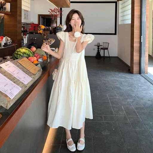 ワンピース レディース アイボリー オフホワイト フリル袖 半袖 スクエアネック ハイウエスト ウエストマーク ロング丈 ポリエステル 春夏 フレンチスタイル エレガント フェミニン ガーリー ナチュラル デート リゾート ワンピース レディース アイボリー オフホワイト フリル袖 半袖 スクエアネック ハイウエスト ウエストマーク ロング丈 ポリエステル 春夏 フレンチスタイル エレガント フェミニン ガーリー ナチュラル デート リゾート