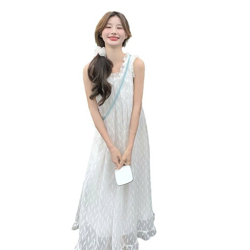 ワンピース レディース ロング丈 キャミソールワンピース ゆったり フレンチテイスト フェミニン 若見え ロマンティック テクスチャー感 フリル 細見え 切り替え ポリエステル 無地 春夏 ホワイト ワンピース レディース ロング丈 キャミソールワンピース ゆったり フレンチテイスト フェミニン 若見え ロマンティック テクスチャー感 フリル 細見え 切り替え ポリエステル 無地 春夏 ホワイト