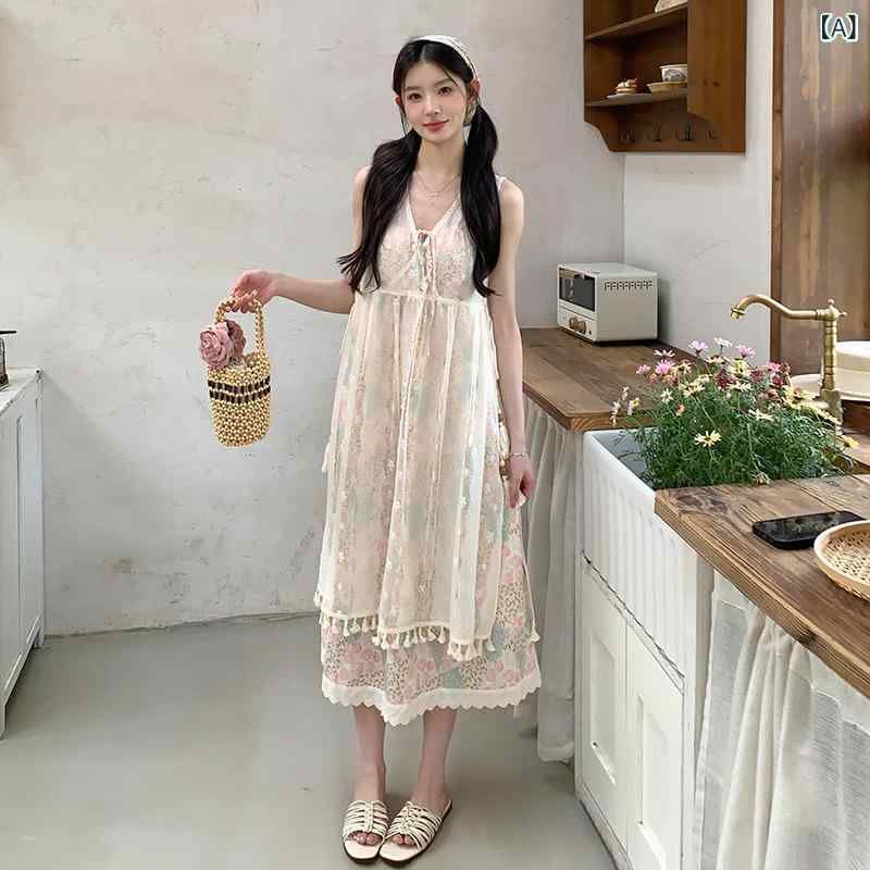 デニム　スカート　レディース ノスタルジックな レトロ 半袖 ドレス 女性用 2025夏の スプライシング フェイク ツーピース デニムオーバーオール スカート