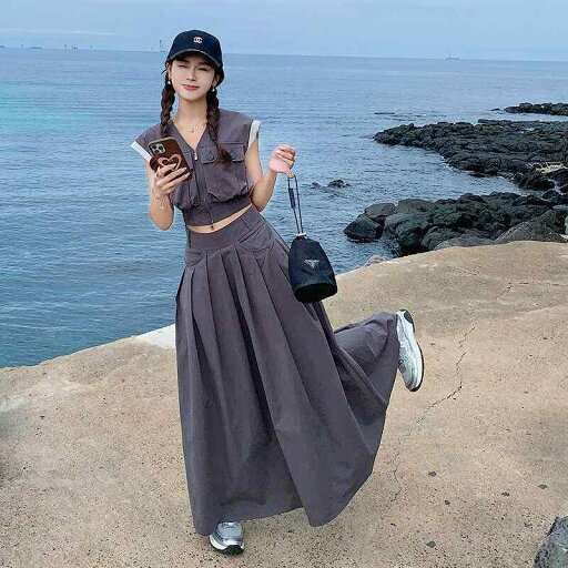 ワンピース レディース セットアップ ノースリーブ アンクル丈ロング 春夏 トールサイズ アメリカンスタイル 甘辛ミックス 通勤 オフィス カジュアル ポリエステル チャコールグレー ワンピース レディース セットアップ ノースリーブ アンクル丈ロング 春夏 トールサイズ アメリカンスタイル 甘辛ミックス 通勤 オフィス カジュアル ポリエステル チャコールグレー