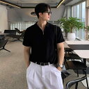 Tシャツ メンズ 半袖 ポロシャツ 襟付き トップス ニット シンプル カジュアル 薄手 ゆったり ルーズフィット 韓国風 夏 通勤 ビジネス オフィス 普段使い 男性用 男性 ポリエステル