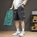 工装パンツ メンズ 男性 ゆったり ルーズフィット 五分丈 ハーフパンツ 接触冷感 速乾 ナイロン リバーシブル ストレート 多機能ポケット 薄手 軽量 アウトドア スポーツ カーゴパンツ 春夏