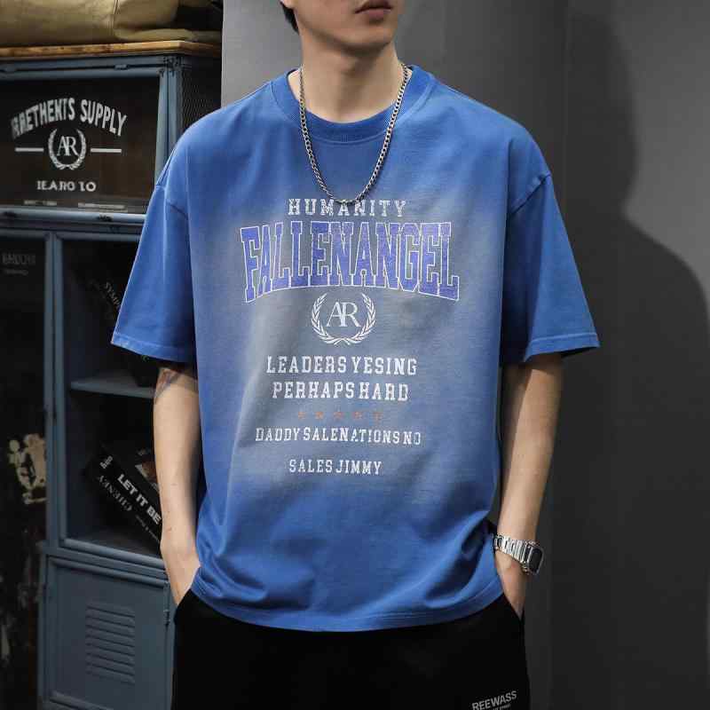 Tシャツ メンズ 春夏 ウォッシュド ダメージ加工 ヘビーウェイト 280g コットン ルーズ ビッグシルエット 吸湿速乾 アメカジ ヴィンテージ風 半袖 丸首