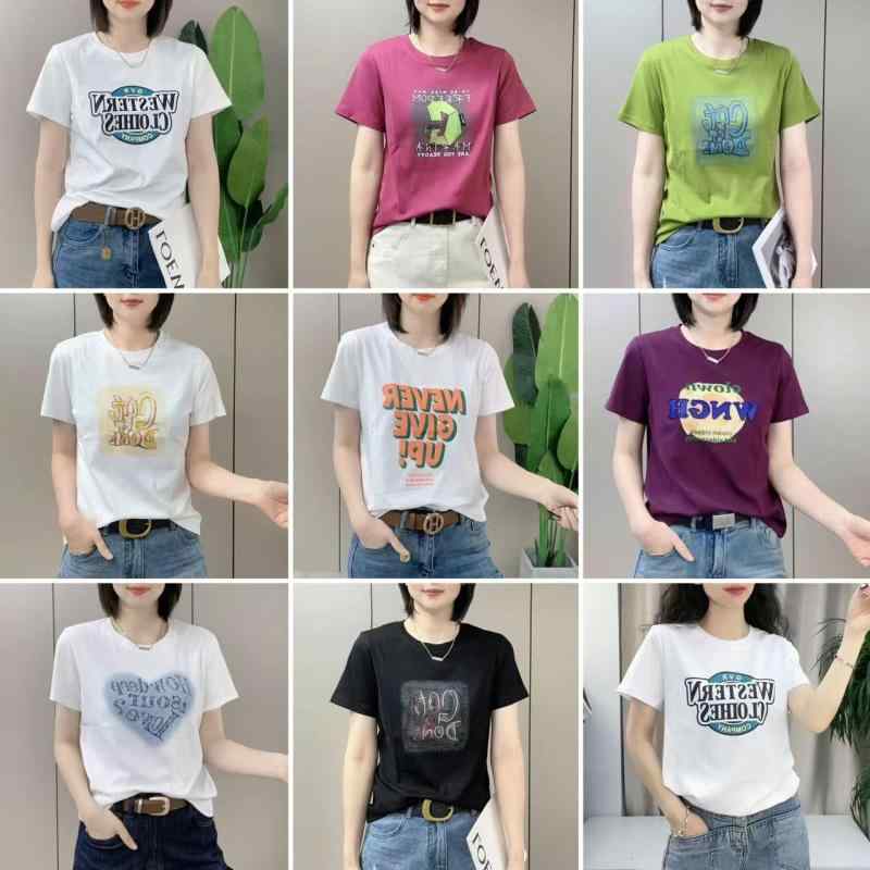 Tシャツ レディース 大きいサイズ ゆったり 半袖 丸首 プリント コットン ポリエステル 吸湿速乾 春夏 快適 カジュアル 普段使い トップス