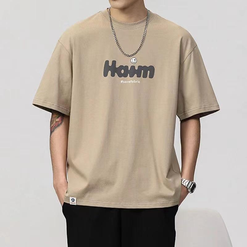 Tシャツ メンズ 半袖 ゆったり オーバーサイズ ビッグシルエット 大きいサイズ アメリカンカジュアル ストリート系 綿 コットン ヘビーウェイト 通気性 クルーネック ロゴプリント 普段使い 夏