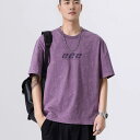 Tシャツ メンズ クルーネック 半袖 ドロップショルダー ルーズシルエット ビッグシルエット 綿 ウォッシュ加工 ヴィンテージ風加工 ストリート アメカジ 普段使い 通気性
