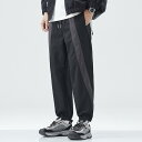 カジュアルパンツ メンズ ジョガーパンツ 高級感 綿風 切り替え テーパードシルエット 伸縮性なし ポリエステル 大きいサイズ ロング丈 ストリートスタイル