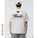 Tシャツ メンズ 男性用 半袖 クルーネック 丸首 ゆったり ルーズフィット 骨柄プリント ドロップショルダー ホワイト 白 綿 コットン ストリート系 カジュアル トップス 夏