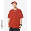 Tシャツ メンズ 男性用 半袖 ドロップショルダー ビッグシルエット ヘビーウェイト 肉厚 綿 クルーネック 刺繡ワッペン カジュアル ストリートスタイル 夏
