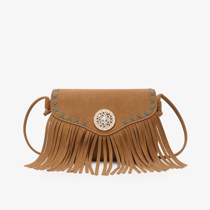 バッグ レディース フラップバッグ ミディアムサイズ 横型 スクエア 民族調 花柄 ラインストーン タッ..