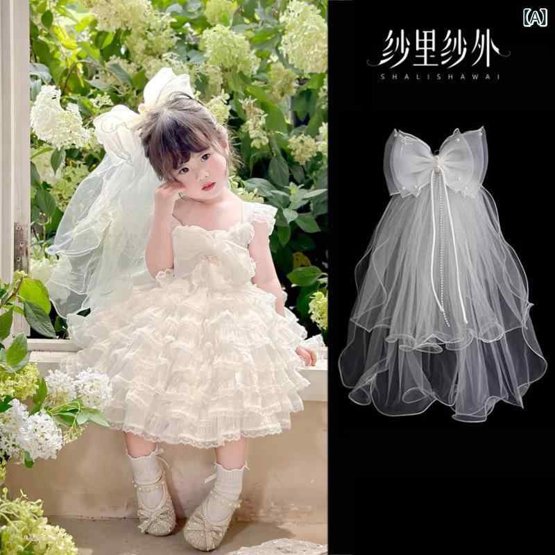 ベール キッズ 女の子 ベビー 子供 リボン チュール 2層 プリンセス かわいい ヘッドドレス 誕生日 結..