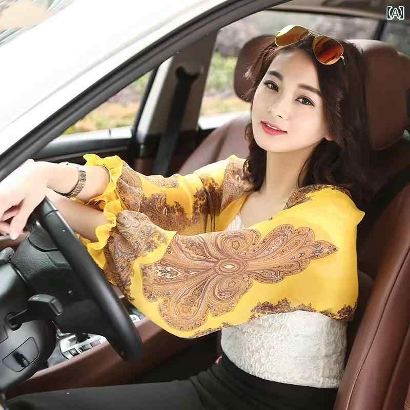 ショール レディース シフォン スカーフ ストール ペイズリー柄 花柄 UVカット 紫外線対策 日よけ 運転 ドライブ サイクリング アームカバー 冷房対策 春夏 薄手 軽量 旅行 リゾート 2