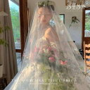 ウェディングベール 花嫁 結婚式 前撮り フォトウェディング 撮影小物 カラフル 立体 蝶々 チュール ロング 2層 エレガント ロマンチック 華やか ブライダルアイテム 記念撮影