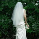 ウェディングベール 花嫁 結婚式 二層 ショート丈 ふんわり ボリューム ヘッドドレス ナチュラル 韓国 華やか 前撮り ロケーションフォト ホワイト シャンパ...