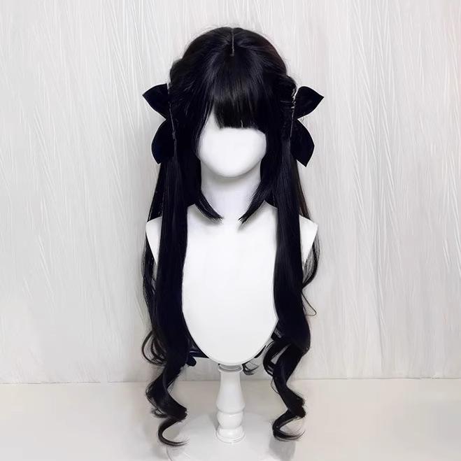 ウィッグ レディース フルウィッグ 85cm ロング ぱっつん前髪 カール 耐熱ファイバー コスプレ JK ロリータ 仮装 イベント 自然な仕上がり