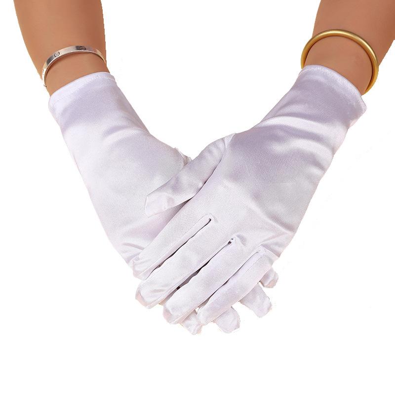 ブライダルグローブ ウェディング ショート丈 ホワイト サテン 光沢 無地 結婚式 披露宴 二次会 パーテ..