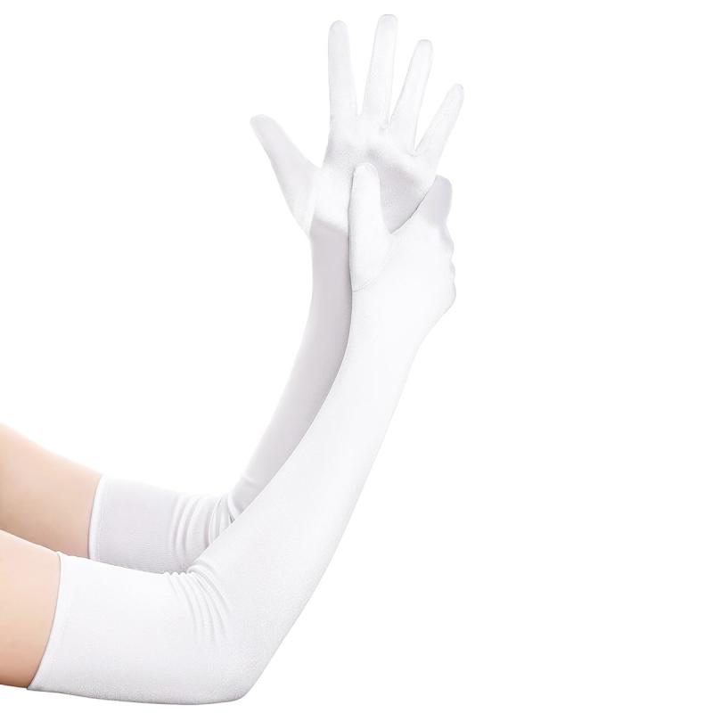 手袋 レディース ロング丈 サテン ストレッチ フォーマル グローブ 結婚式 パーティー コスプレ ウェデ..