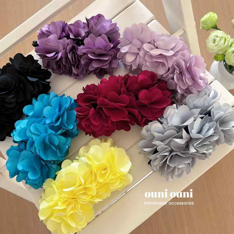 ヘアアクセサリー レディース バナナクリップ 花モチーフ 人魚 マーメイドデザイン 大きめ 布製 リゾー..