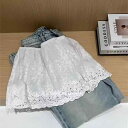スカート レディース 秋冬 重厚刺繍 レース ミニ丈 ペチコート Aライン 綿 森ガール風 カジュアル ホワイト デイリー 透け防止