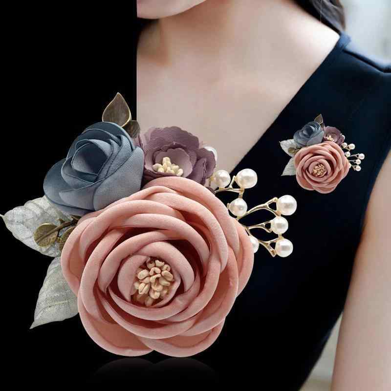 ブローチ レディース 女性用 布製 花モチーフ コサージュ 上品 エレガント ハンドメイド フォーマル オフィス セーター コート ショールピン アクセサリー ...
