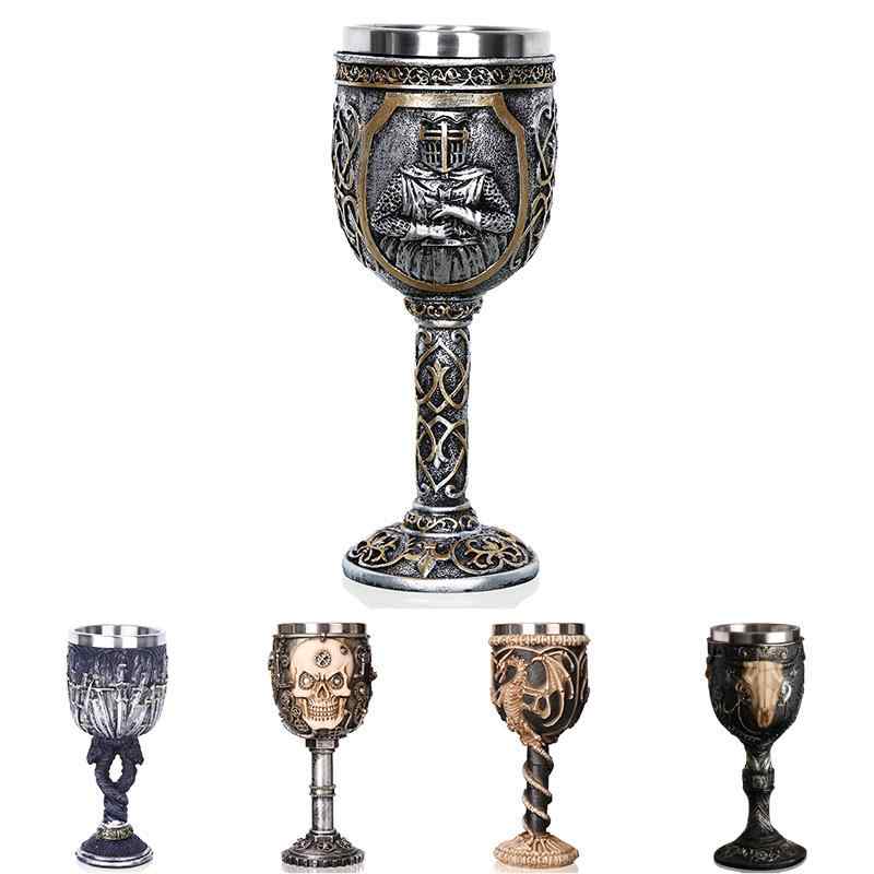 ゴブレット 樹脂製 スカル ウルフヘッド 3D立体 ステンレス 酒器 おしゃれ ユニーク 個性的 インテリア 装飾 オブジェ ハロウィン ゴシック 重厚感 デザイン