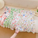ワンピース 女の子 ガールズ キッズ ジュニア 夏服 普段使い お出かけ カジュアル おしゃれ かわいい 韓国 フリル袖 レーヨン 小花柄 イレギュラーヘム