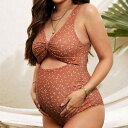水着 マタニティ 妊婦 ワンピース 欧米風 セクシー 深Vネック スリムフィット 体型カバー 着痩せ 切り替え プリント柄 パッド入り ワイヤーなし ポリエステ...