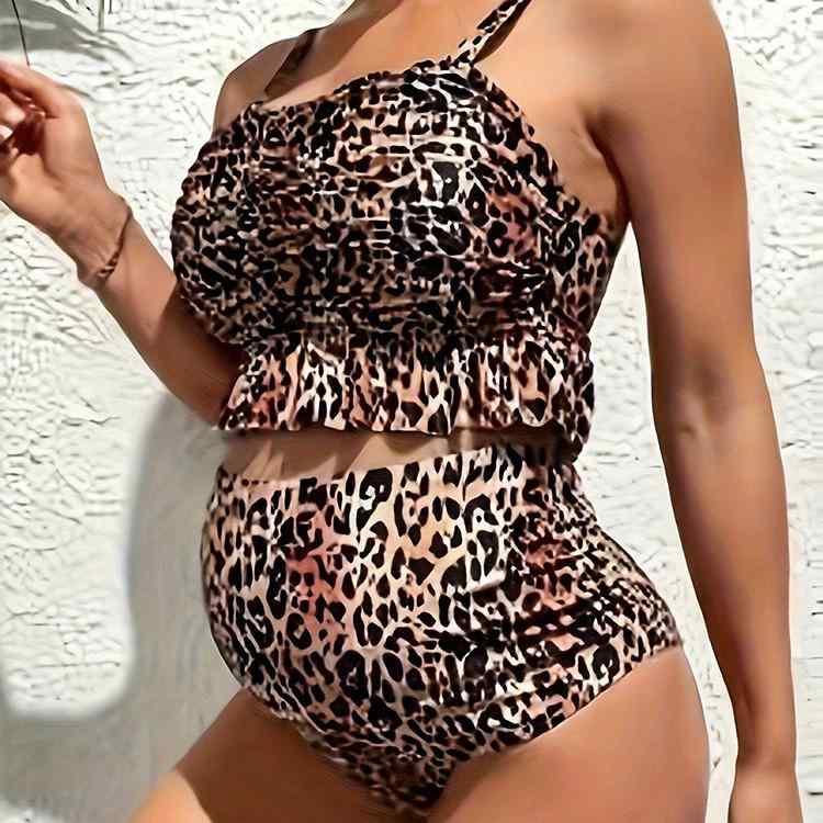 水着 マタニティ レディース 欧米風 小花柄 ヒョウ柄 フリル ワンピース セパレート シンプルデザイン お腹カバー 体型カバー ゆったり 腹部サポート スイムウェア