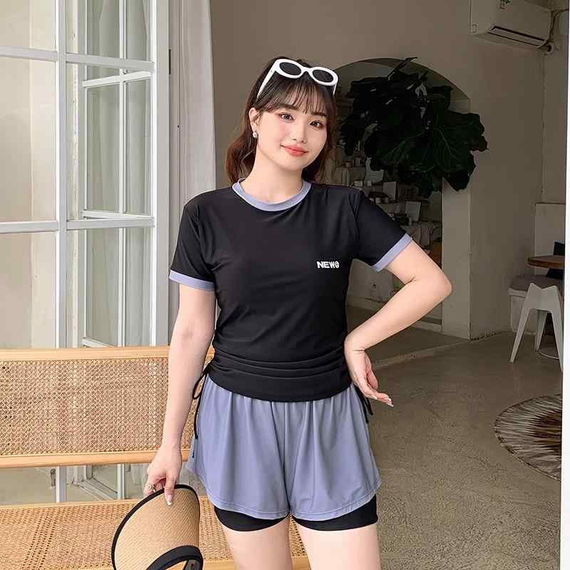 水着 レディース 女性用 スポーツ セパレート 半袖 ボクサーパンツ 大きいサイズ ぽっちゃり 体型カバー 着痩せ 無地 ハイウエスト カップ付き ノンワイヤー 再生繊維 ポリエステル 温泉 リゾート スパ ピンク 黒