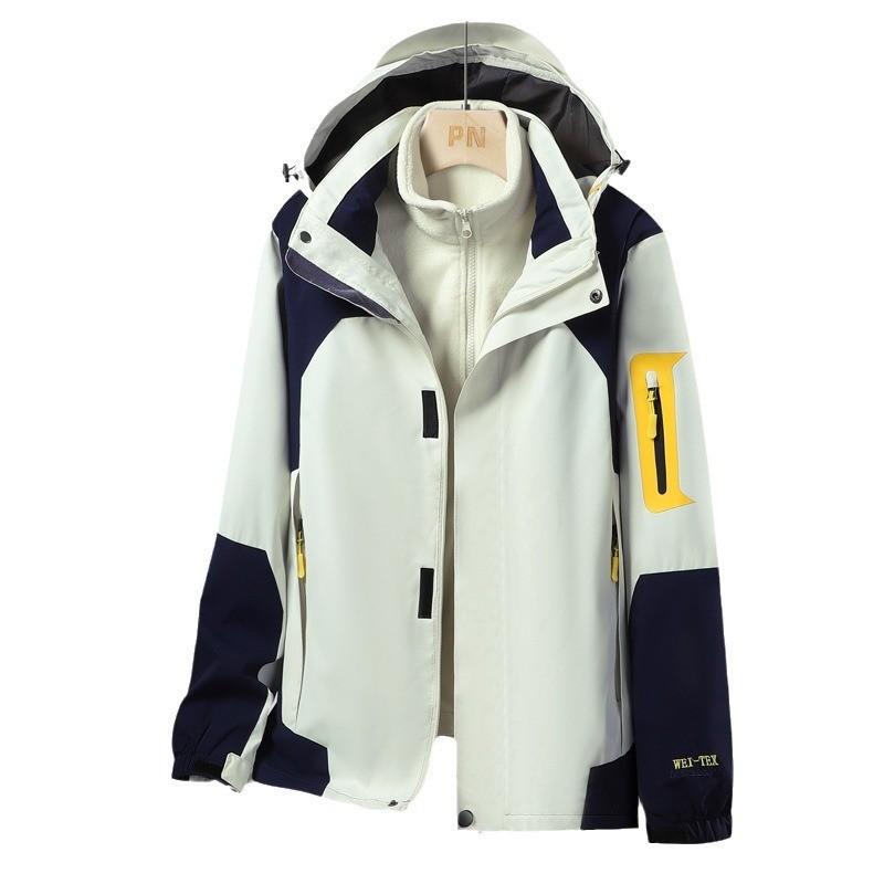 ・カテゴリ: 登山ジャケット・機能: 透湿性, 防水性, 保温性, 防風性・主な素材: ポリエステル・柄: 無地, パッチワーク・性別: ユニセックス・スタイル: 前開き・裏地: フリース・フード: 付き・組み合わせ: 2点セット・着脱: 可能・インナー: 付き・インナー素材: フリース・防水性: 1000mm・防水透湿指数: 5000mm以下・カラー展開: オフホワイト, ライトピンク, レッド, パープル, ブラック, スノーホワイト, デニムブルー, ダークグレー, 迷彩グレー・サイズ展開: M, L, XL, 2XL, 3XL, 4XL, 5XL, 6XL・縫製: シームレス・フィット: ルーズフィット・着丈: レギュラー・対象年齢: 大人