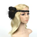 ヘアアクセサリー レディース 女性用 手作り ハンドメイド レトロ アンティーク風 フェザー 羽根 ヘッドバンド ヘアバンド ブライダル 結婚式 披露宴 二次会 フラワー 花 モチーフ ラインストーン 伸縮性 髪飾り