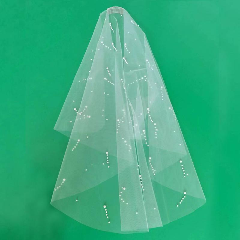 ウェディングベール 花嫁 ブライダル 結婚式 挙式 セレモニー 欧米風 高級感 エレガント パール ビーズ..