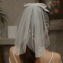 ヘッドドレス レディース 女性用 ウェディング ベール パール ショート丈 結婚式 フォトウェディング 撮影 ロケーションフォト ブライダル 花嫁 フラワーガー...