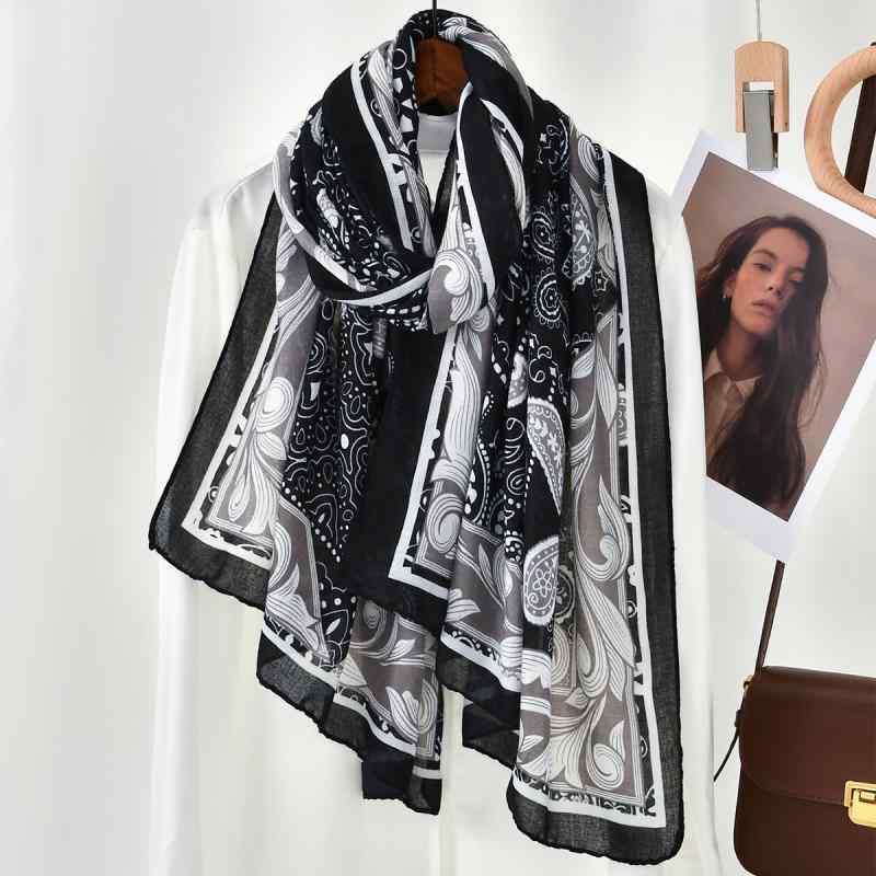 ストール レディース 大判 ペイズリー柄 花柄 ポリエステル 綿麻 ソフト 快適 おしゃれ 旅行 トラベル ..