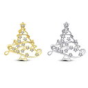 ブローチ レディース クリスマスツリー ラインストーン クリスタル 合金製 ゴールド シルバー 華やか シンプル ピンブローチ