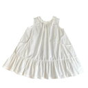 ワンピース ドレス 女の子 キッズ 春夏 綿 ノースリーブ Vネック 韓国 カジュアル フリル プリンセスライン 高級感 裏地コットン