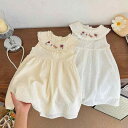 ワンピース 女の子 ベビー キッズ ガールズ 春夏 コットン ノースリーブ レース フリル 刺繍 プリンセスライン Aライン おしゃれ エレガント ヨーロピアン...